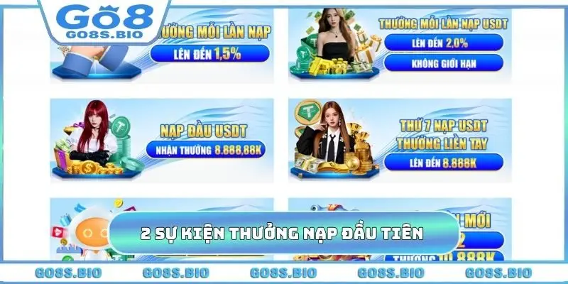 2 sự kiện thưởng khi nạp tiền lần đầu tiên